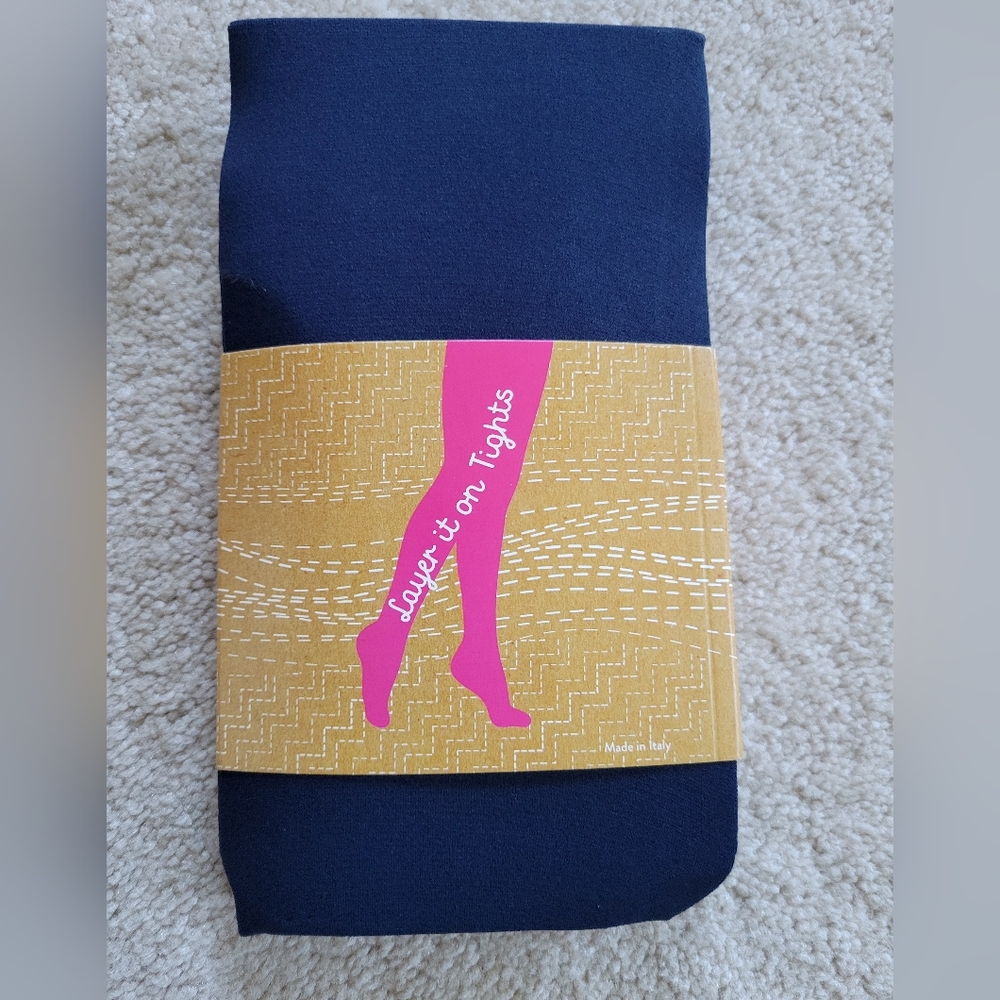 Navy Blue Color Opaque Tights size Medium Large